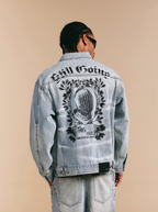 1807 Still Going Vintage Print Wash Denim Jacket