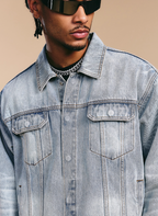 1807 Still Going Vintage Print Wash Denim Jacket