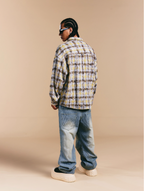 1807 Chain Embroidery Plaid Long Sleeve Shirt