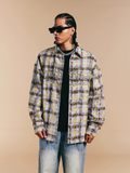 1807 Chain Embroidery Plaid Long Sleeve Shirt