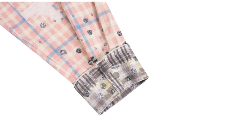 1807 Swarovski Crystal Diamond Plaid Long Sleeve Shirt