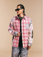 1807 Swarovski Crystal Diamond Plaid Long Sleeve Shirt
