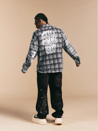 1807 Swarovski Crystal Diamond Plaid Long Sleeve Shirt