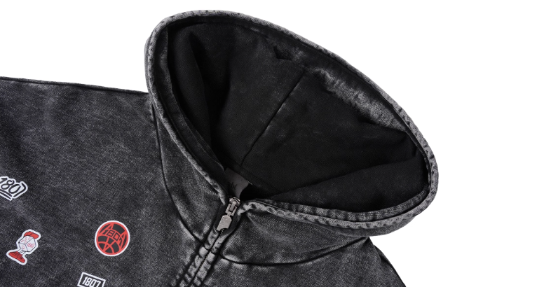 1807× LABT Logo Patch Washed Zip Up Hoodie