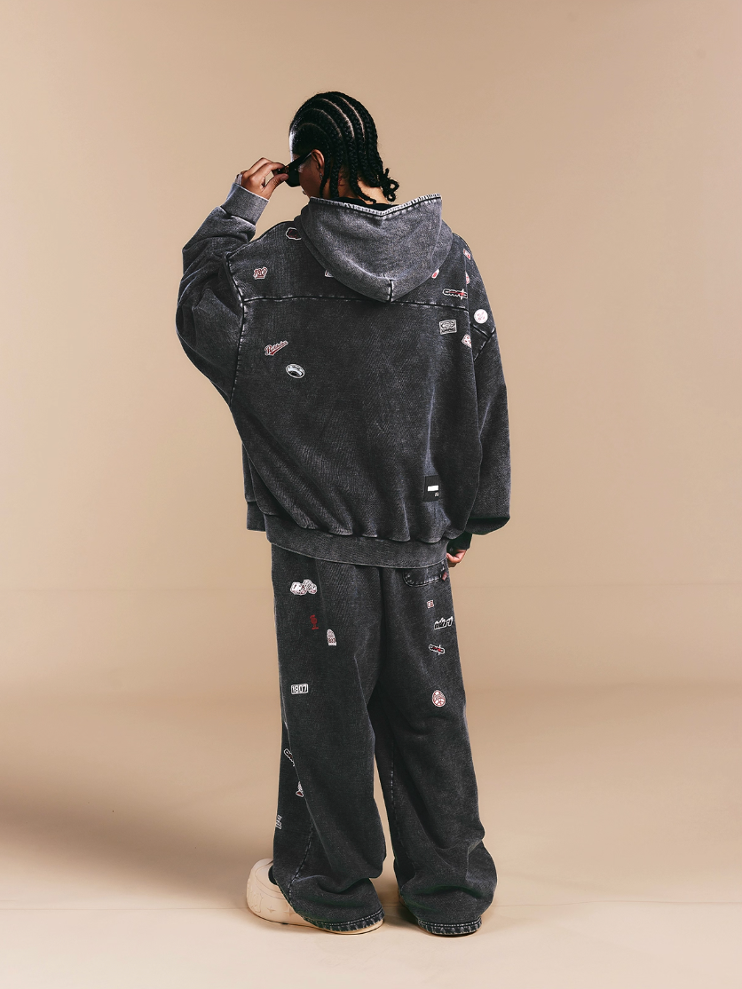 1807× LABT Logo Patch Washed Zip Up Hoodie