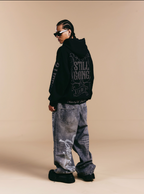 1807 Swarovski Crystal Diamond Washed Zip Up Hoodie