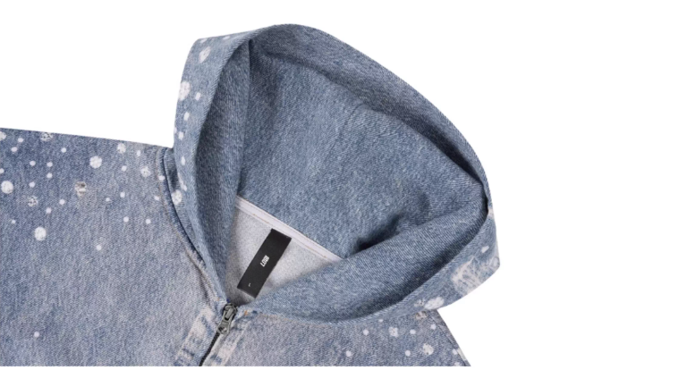 1807 Swarovski Crystal Diamond Denim Zip Up Hoodie