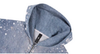 1807 Swarovski Crystal Diamond Denim Zip Up Hoodie