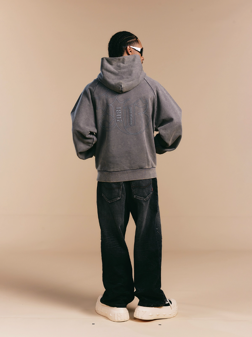 1807 Washed Fade Foam Print Hoodie