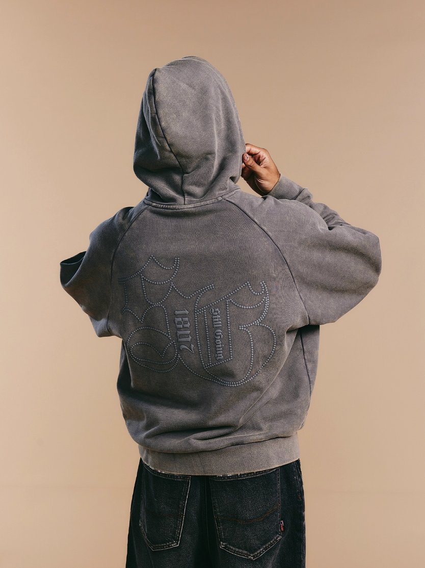 1807 Washed Fade Foam Print Hoodie