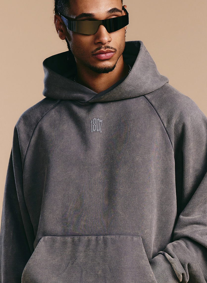 1807 Washed Fade Foam Print Hoodie