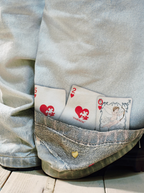 YADcrew Cute Heart Photorealistic Print Jeans