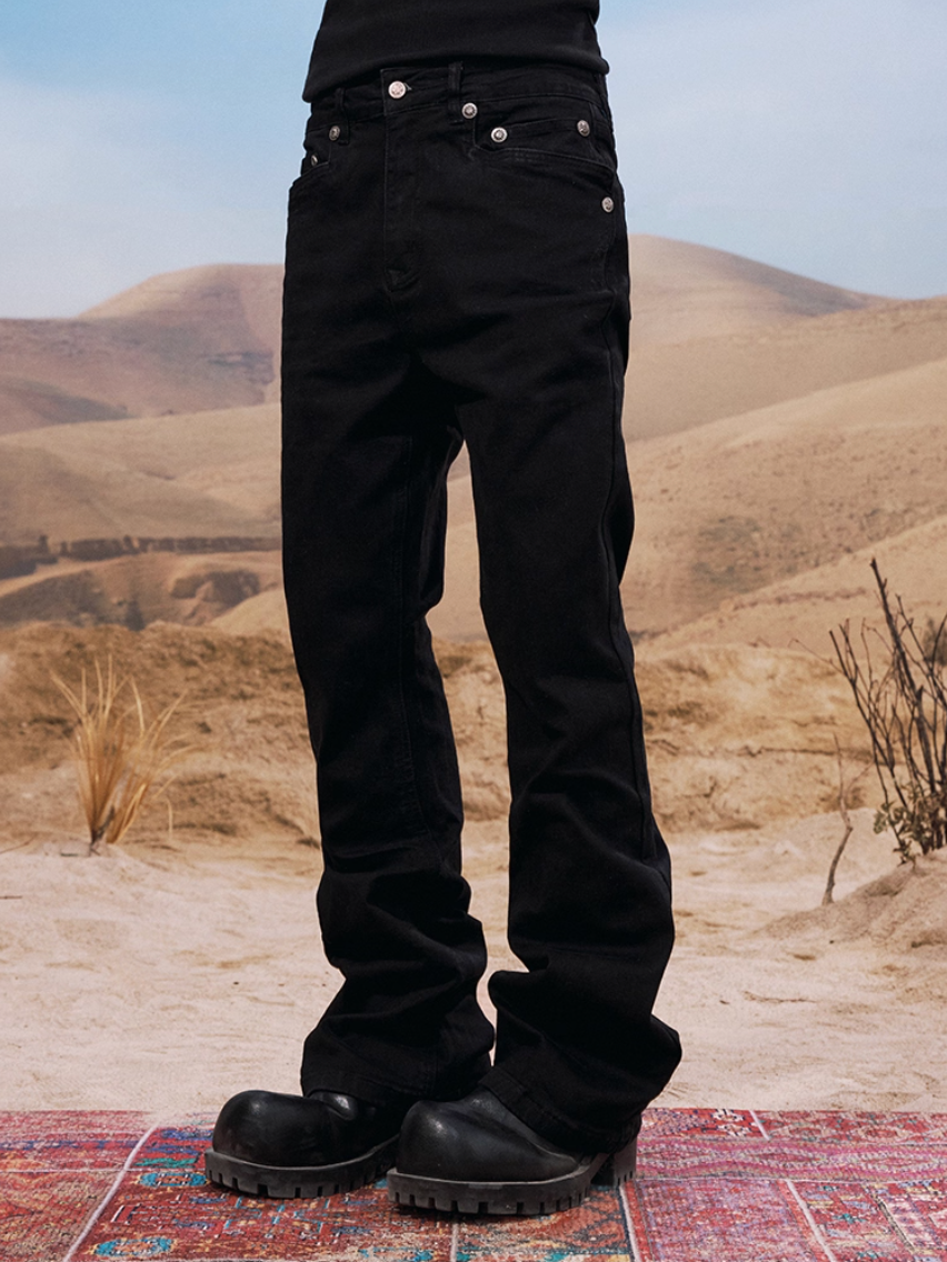 YADcrew Basic Stretch Rivet Flared Jeans