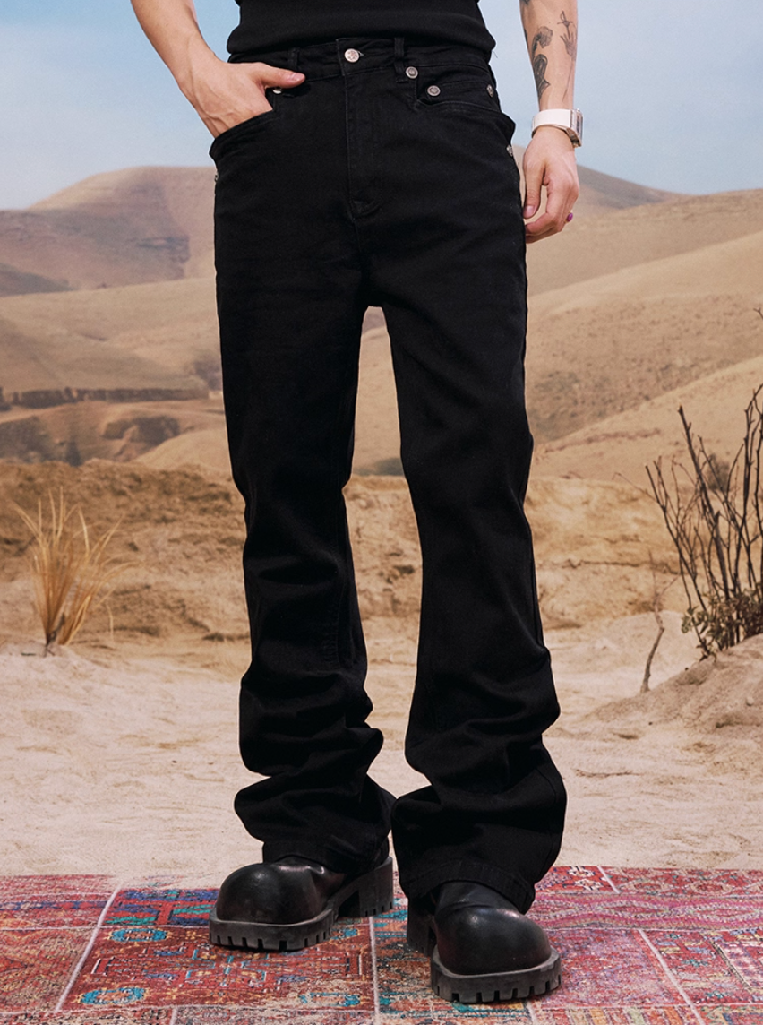 YADcrew Basic Stretch Rivet Flared Jeans