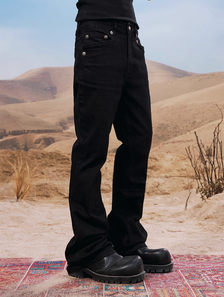 YADcrew Basic Stretch Rivet Flared Jeans