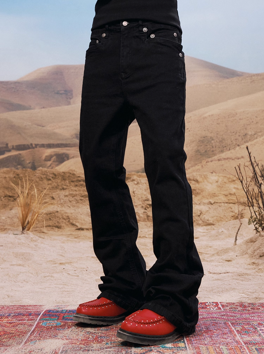 YADcrew Basic Stretch Rivet Flared Jeans