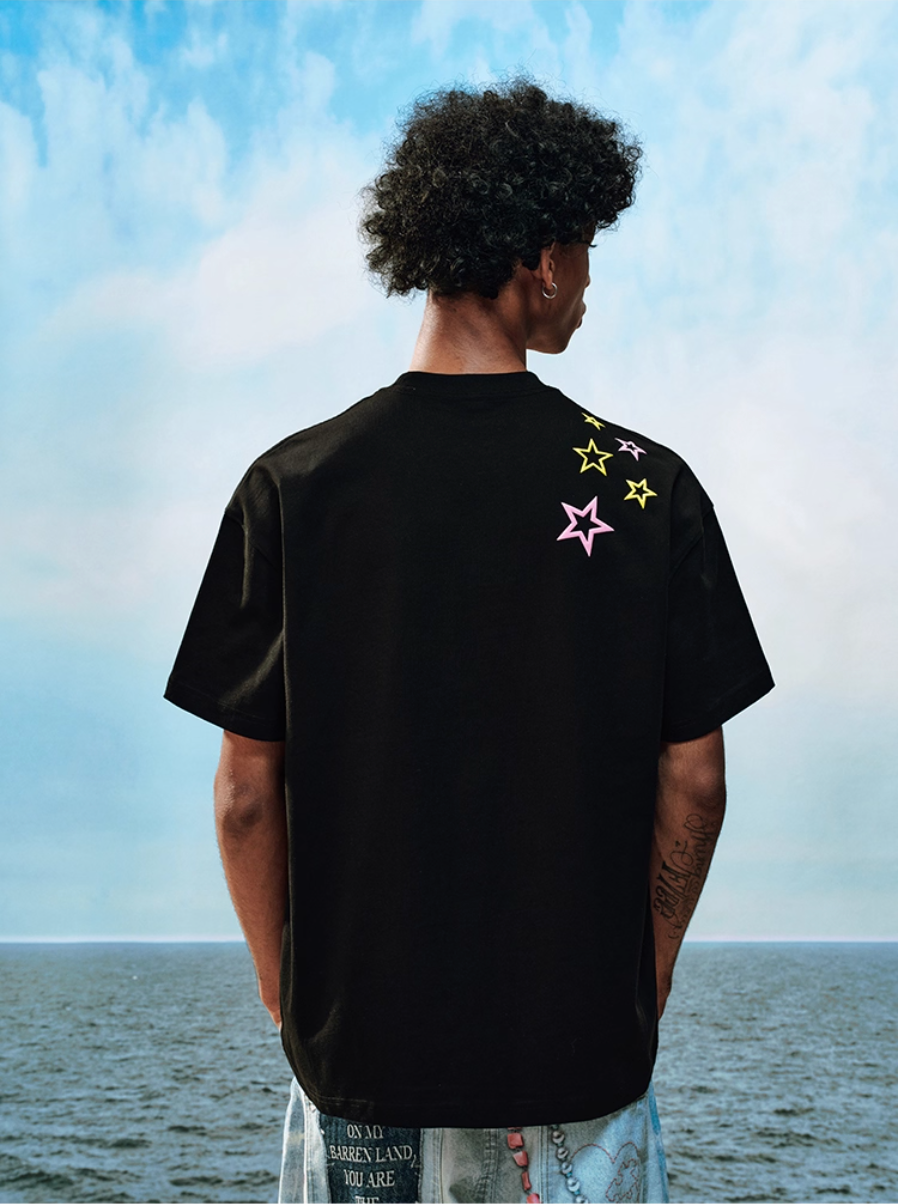 YADcrew Stud Puzzle Star Foam Print Tee