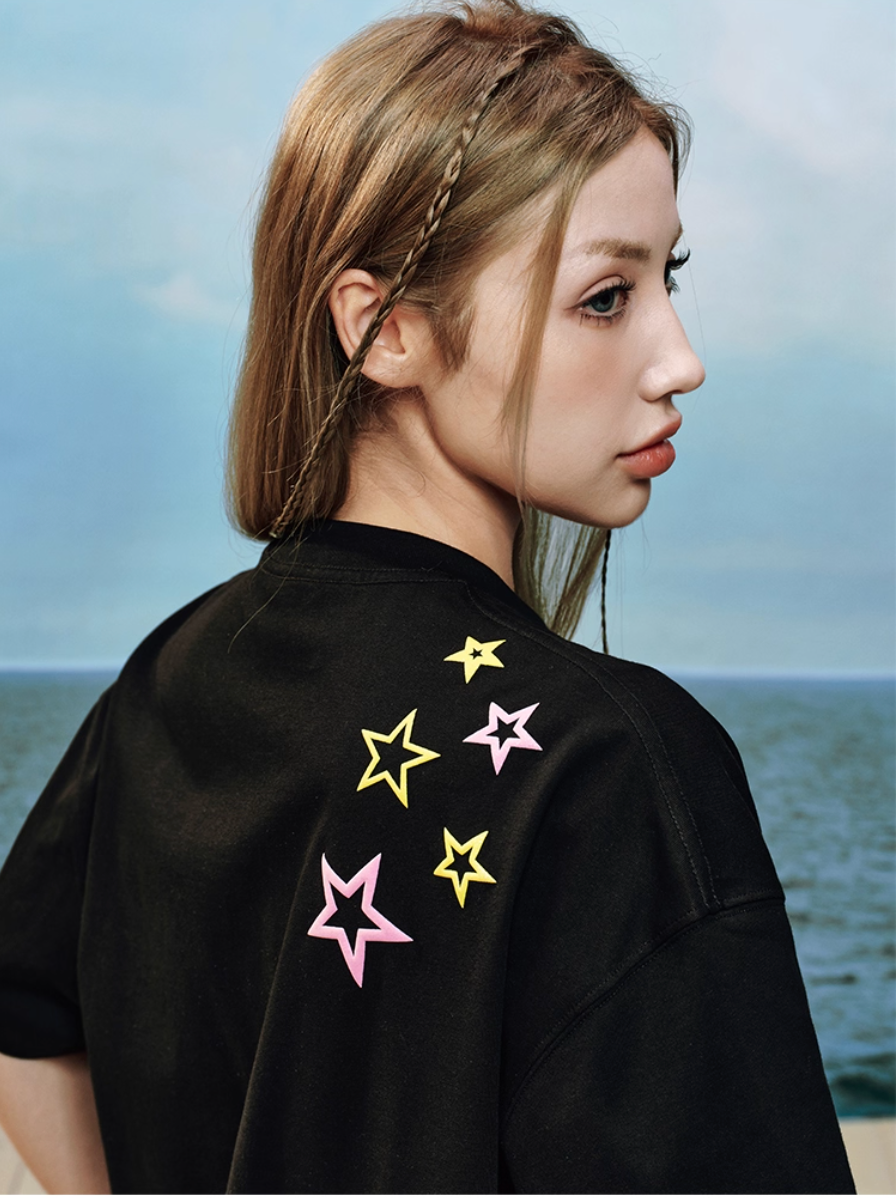 YADcrew Stud Puzzle Star Foam Print Tee
