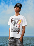 YADcrew Flame Skull Pearl Graphic Tee