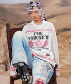 YADcrew Ethnic Pattern Long Sleeve Polo Jersey