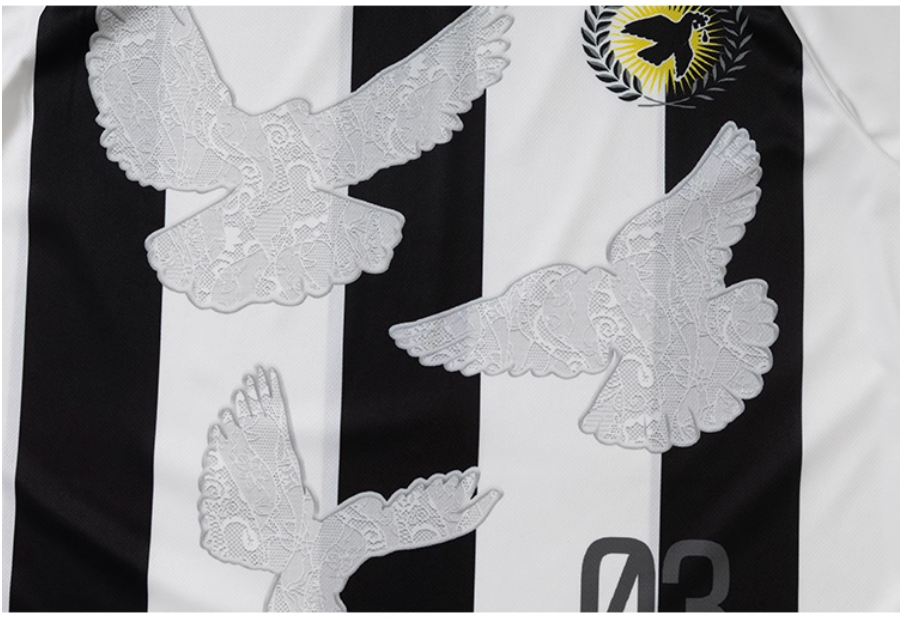 YADcrew Lace Peace Dove Striped Long Sleeve Soccer Jersey