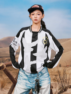 YADcrew Lace Peace Dove Striped Long Sleeve Soccer Jersey