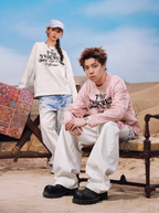 YADcrew Washed Ink Dyed Print Long Sleeve Tee