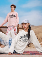 YADcrew Washed Ink Dyed Print Long Sleeve Tee