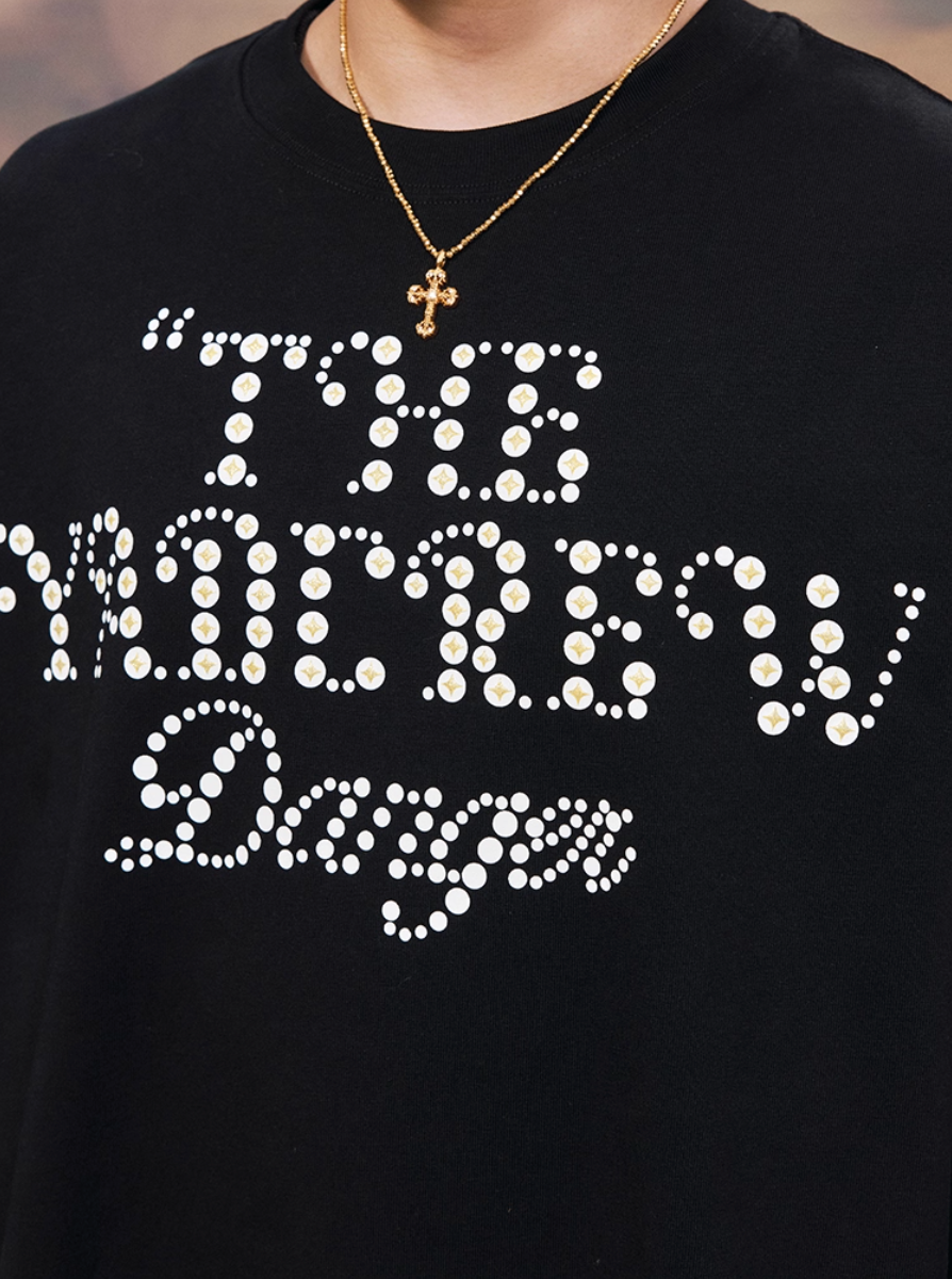 YADcrew Polka Dot Star Foam Print Long Sleeve Tee