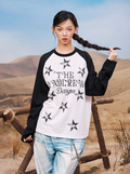 YADcrew Star Logo Print Raglan Long Sleeve Tee