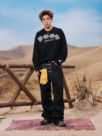 YADcrew Galaxy Star Puzzle Foam Print Long Sleeve Tee