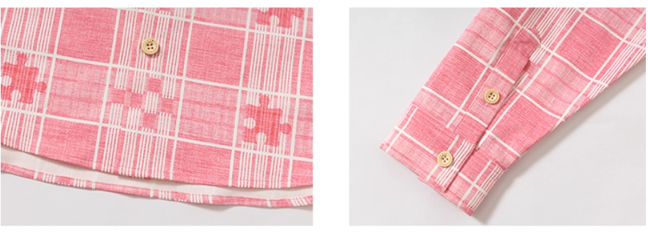 YADcrew Ethnic Pattern Plaid Long Sleeve Shirt