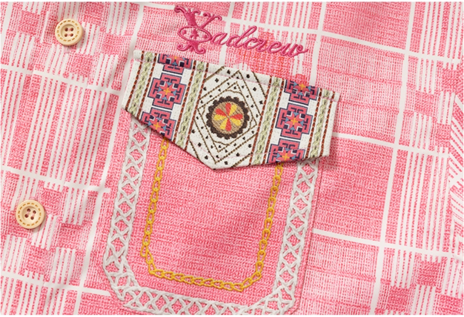 YADcrew Ethnic Pattern Plaid Long Sleeve Shirt