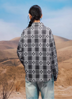 YADcrew Ethnic Pattern Plaid Long Sleeve Shirt