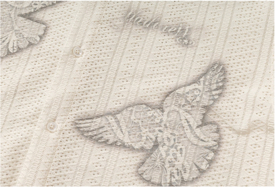 YADcrew Peace Dove Hollow Mesh Long Sleeve Shirt