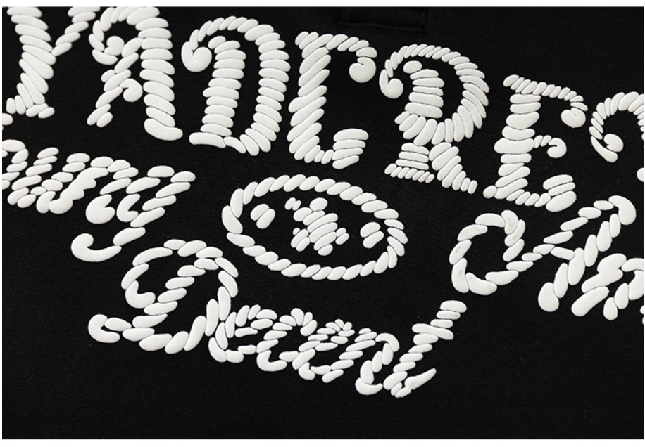 YADcrew Rope Knot Foam Print Embroidered Polo Sweatshirt