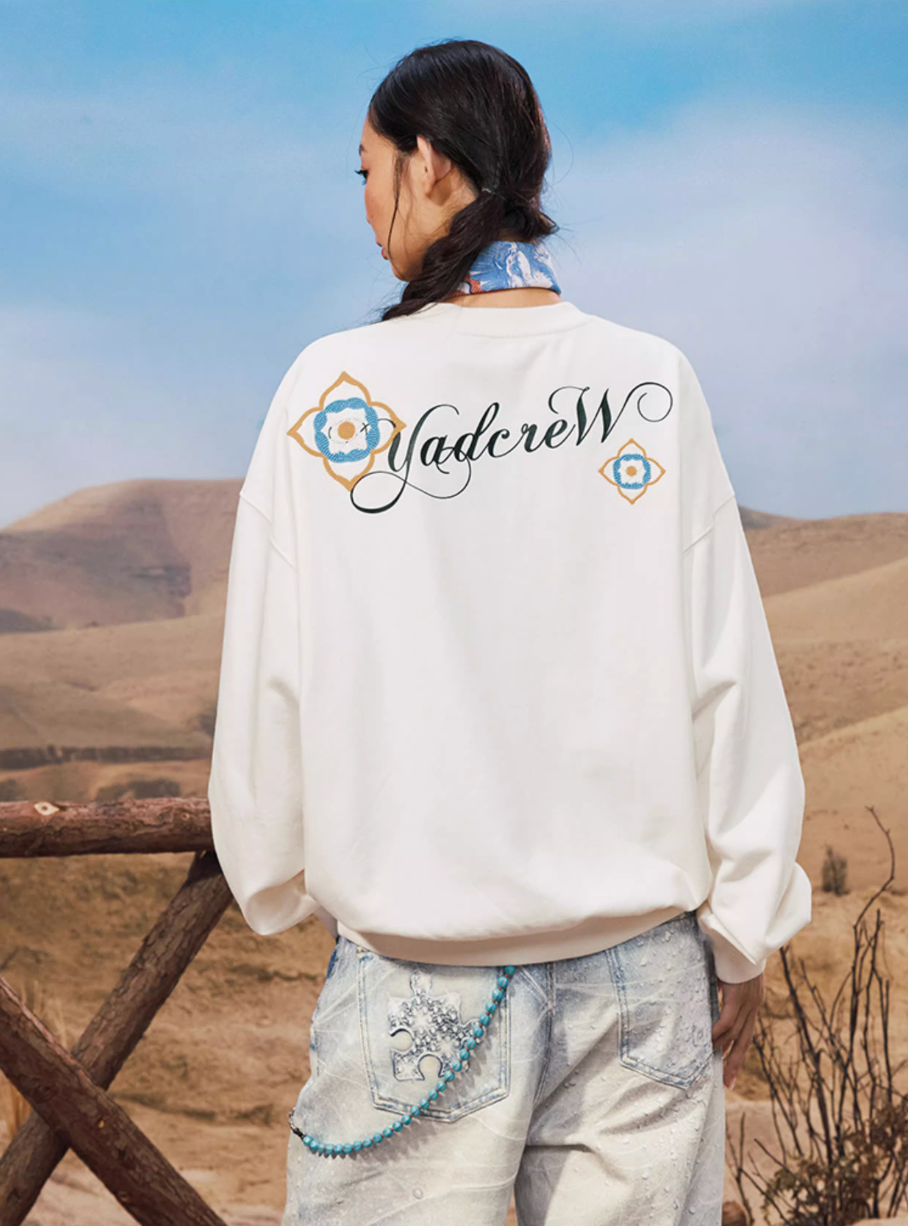 YADcrew Ethnic Puzzle Pattern Sweatshirt