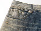 STEEPC Layered Design Washed Distressed Baggy Jeans
