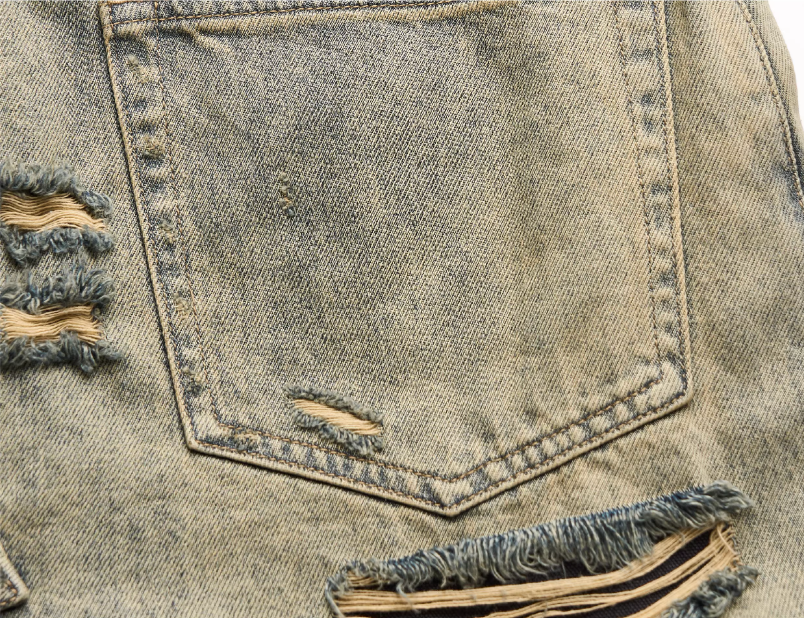 STEEPC Layered Design Washed Distressed Baggy Jeans