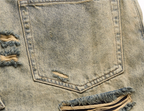 STEEPC Layered Design Washed Distressed Baggy Jeans