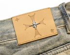 STEEPC Layered Design Washed Distressed Baggy Jeans