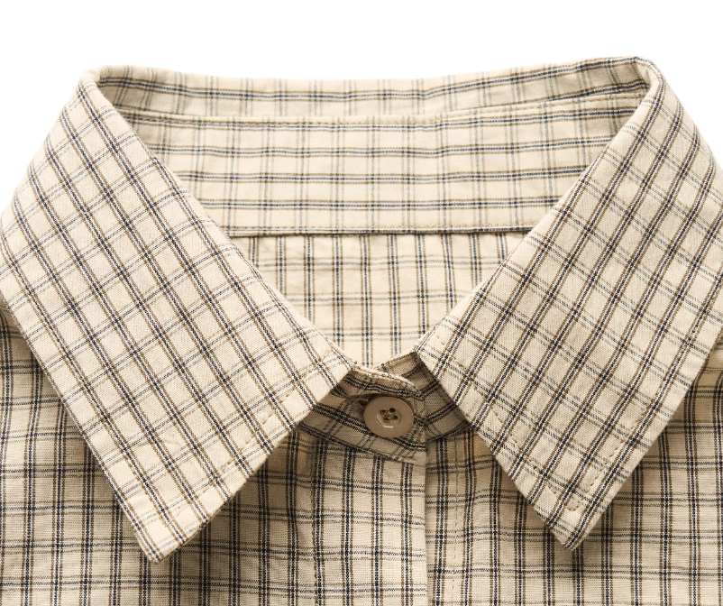 STEEPC Plaid Patch Embroidered Long Sleeve Shirt
