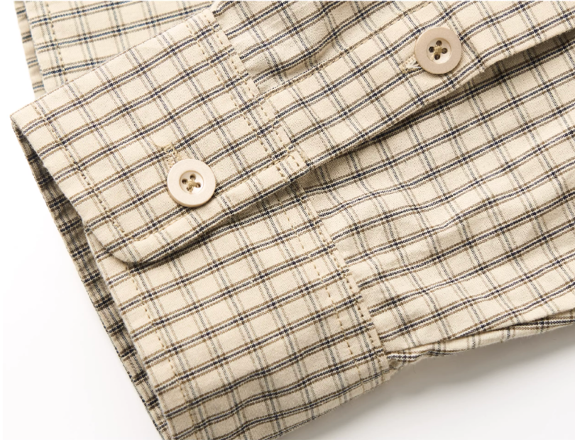 STEEPC Plaid Patch Embroidered Long Sleeve Shirt