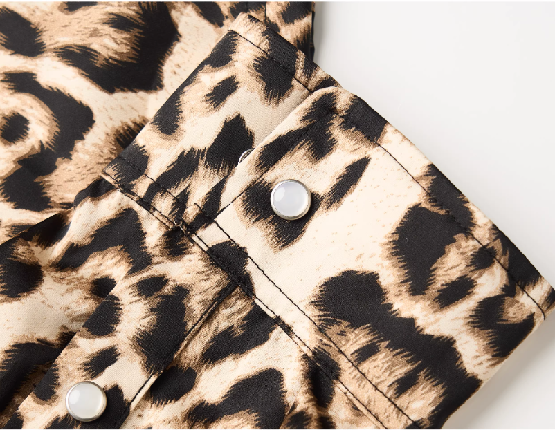 STEEPC Leopard Print Long Sleeve Shirt