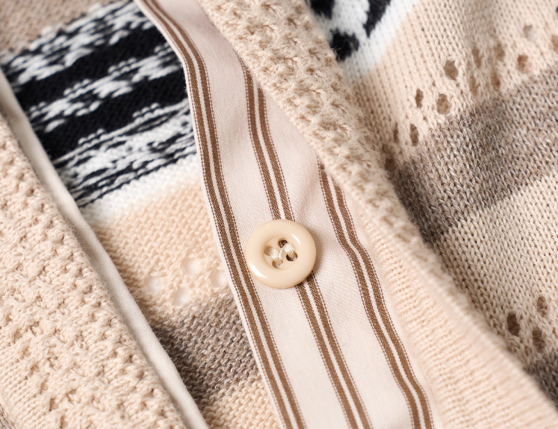 STEEPC Layered Design Knit Striped Long Sleeve Polo
