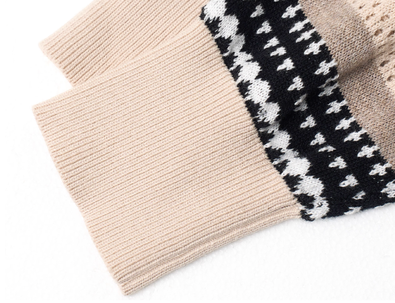 STEEPC Layered Design Knit Striped Long Sleeve Polo