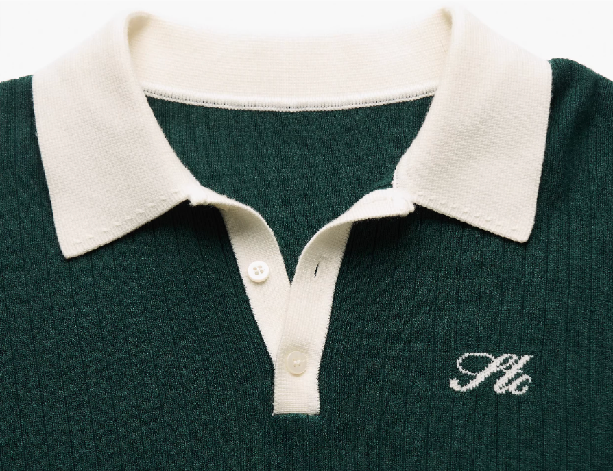 STEEPC Contrast Lapel Polo Knit Sweater