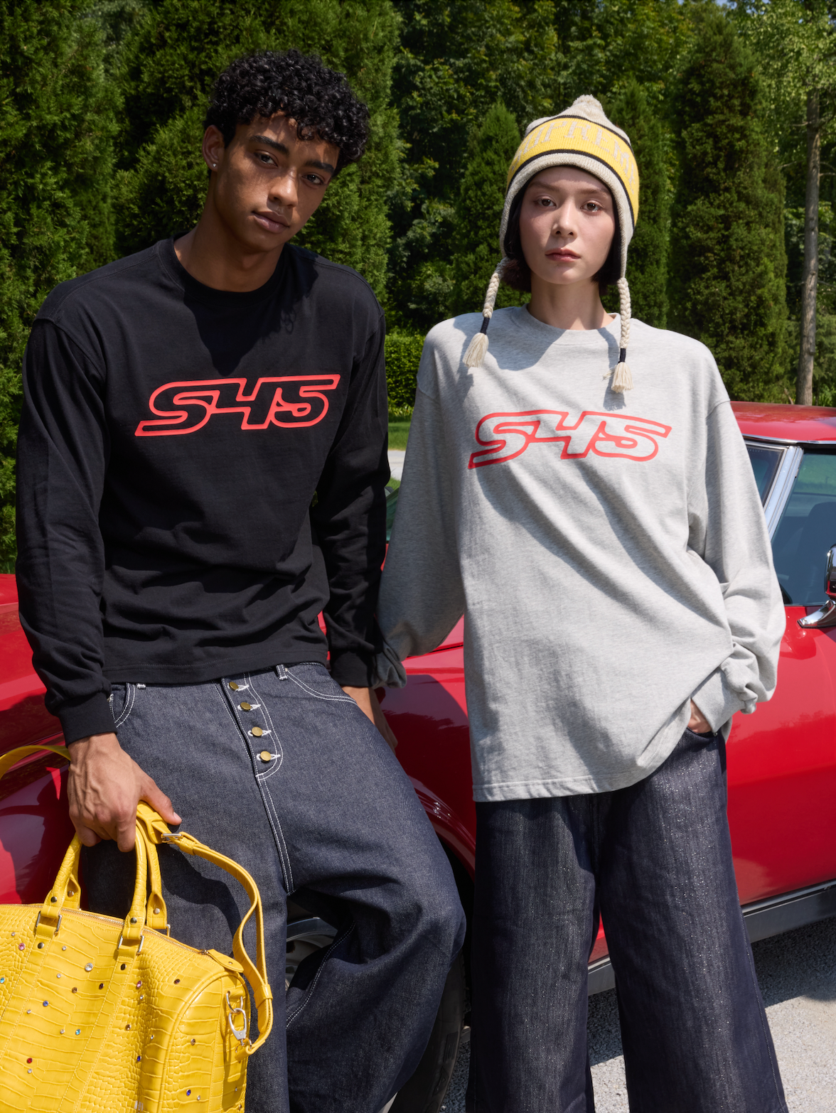 S45 Basic Large Logo Print Long Sleeve Tee