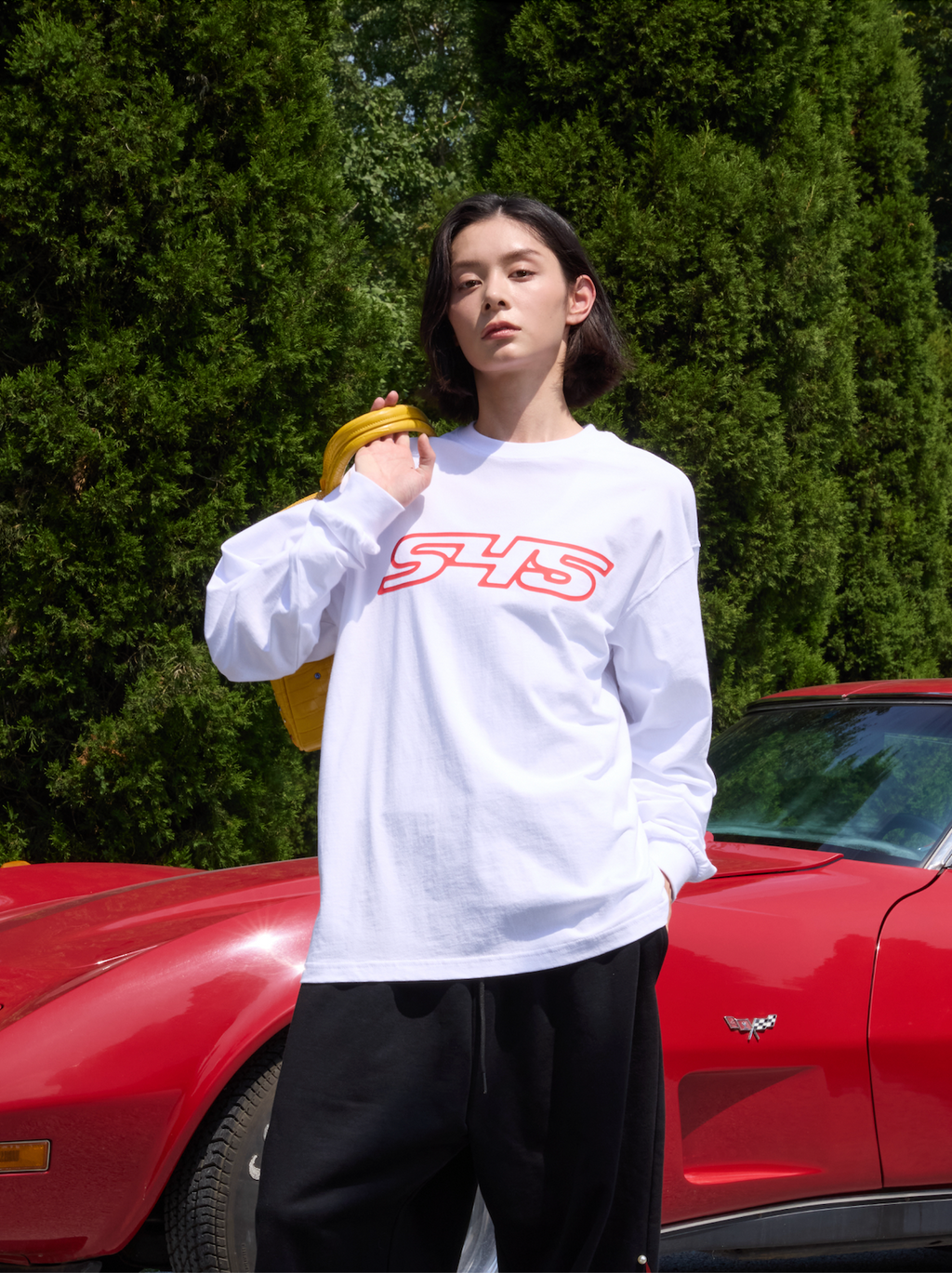 S45 Basic Large Logo Print Long Sleeve Tee