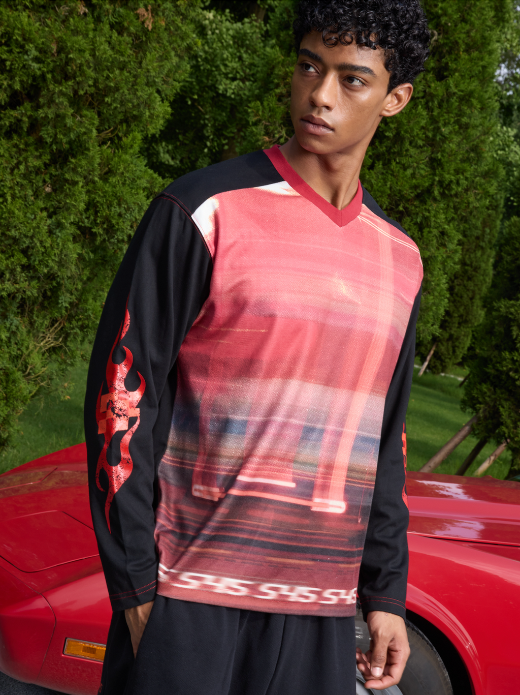 S45 Flame Print Neon Sunset Long Sleeve Tee